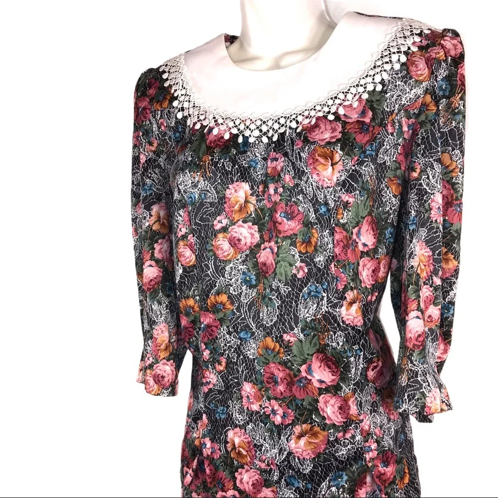 Vintage 1980s Floral Modest Prairie Cottagecore Skirt Set